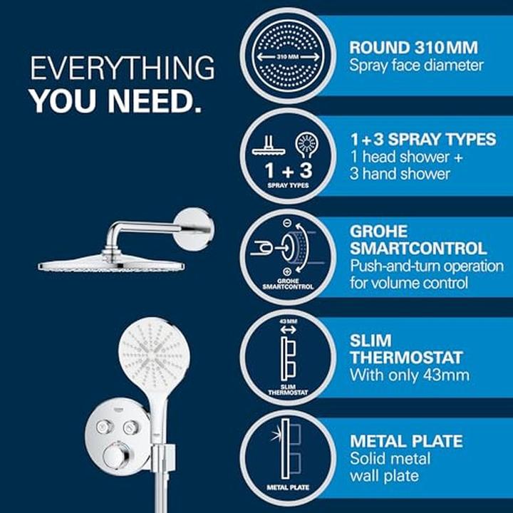 Produktbild Grohe Precision SmartControl Unterputz Duschsystem mit Vitalio Rain Mono 310 (1 Strahlart) und Vitalio Sma