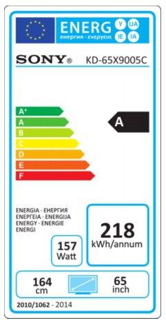 Label énergétique Sony Kd-65x9005c (65", LED, 4K)