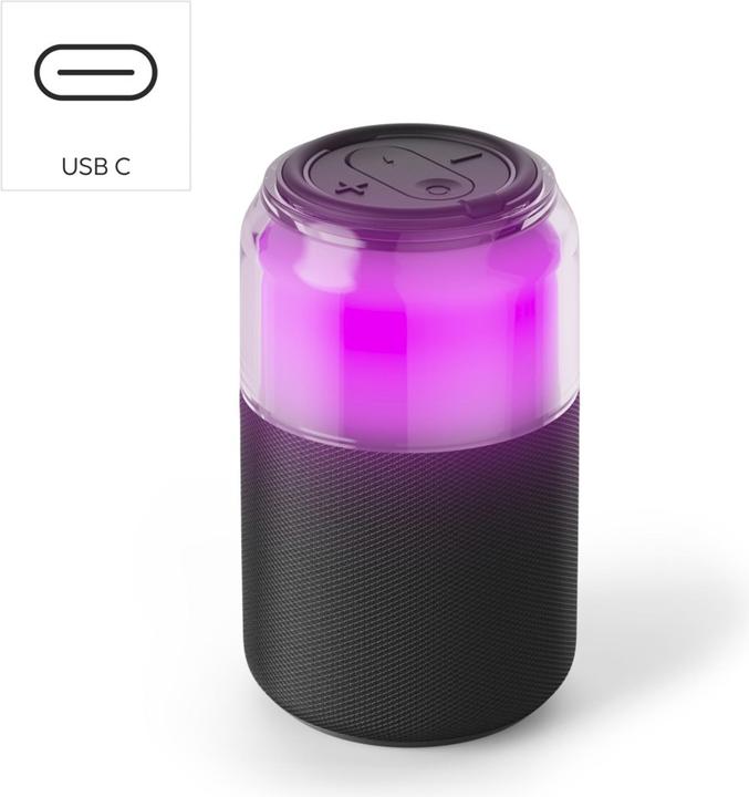Immagine prodotto Hama Bluetooth®-Lautsprecher "Can Speaker", 4 LED-Licht-Modi, 5W, Schwarz (10 h)