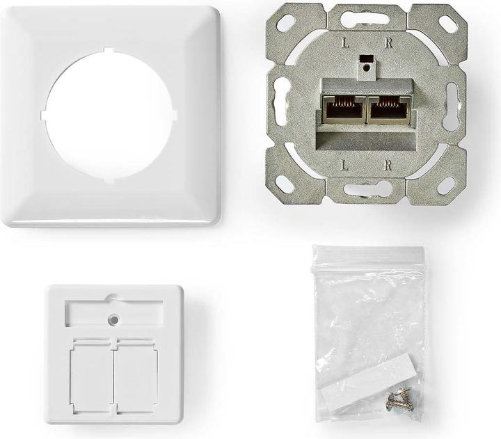 Immagine prodotto Nedis Presa di rete a muro | Montaggio ad incasso | Porta/e a 2 porte | CAT6a | Diritto | Presa | (UTP, CAT6a, 0.07 m)