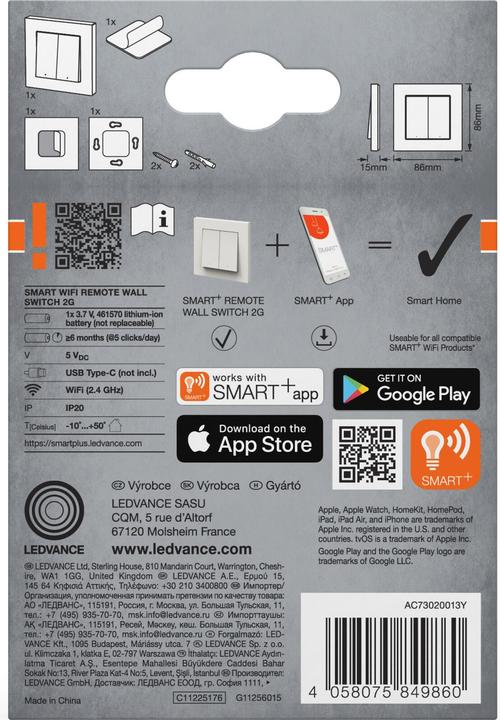 Image du produit Osram SMART+ WIFI REMOTE WALL SWITCH 2 Button