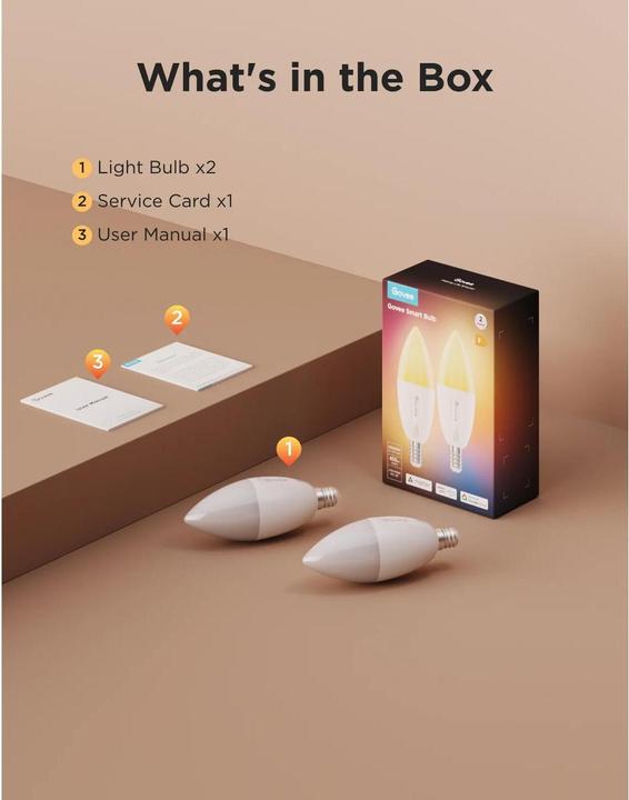 Actual product image Govee Smart Light Bulb E14, RGBWW, CRI groesser als (E14, 5 W, 450 lm, 1 x, F)