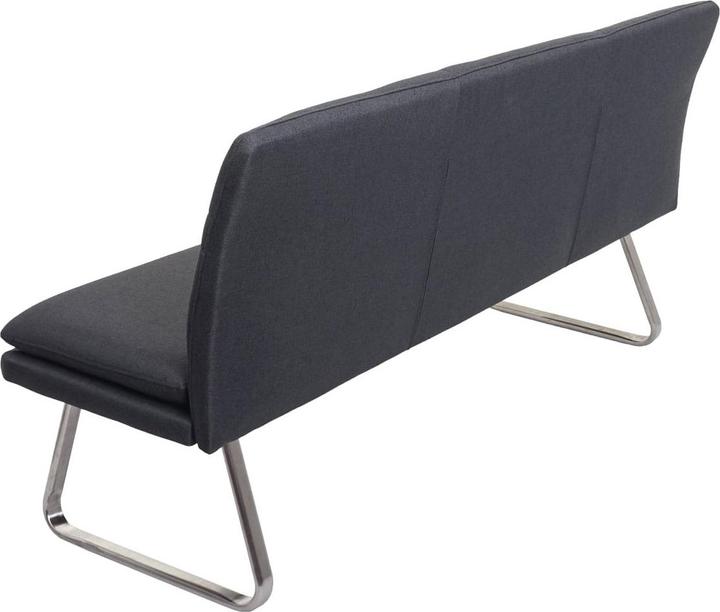Produktbild Swisshandel24 Sitzbank, Esszimmerbank Bank Polsterbank, Rückenlehne Stoff/Textil Edelstahl gebürstet - grau 180cm (180 cm)