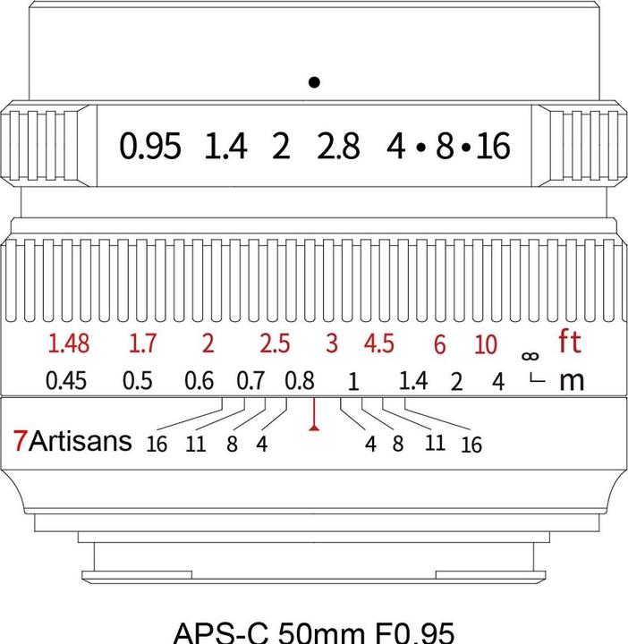Image du produit 7artisans 50mm f/16 - 0,95, Fuji X (Fujifilm X, APS-C / DX)