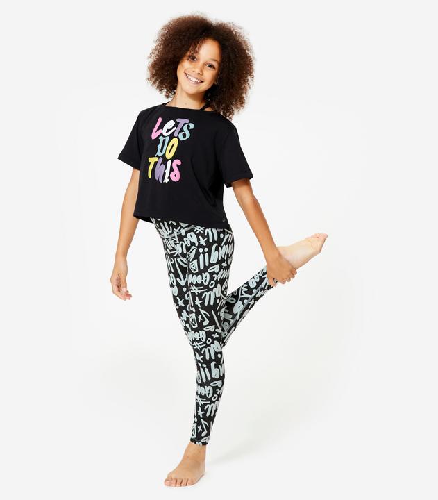 Produktbild Domyos Dance-Shirt Mädchen Modern Jazz Dance Crop Top - graphit/rosa (140)