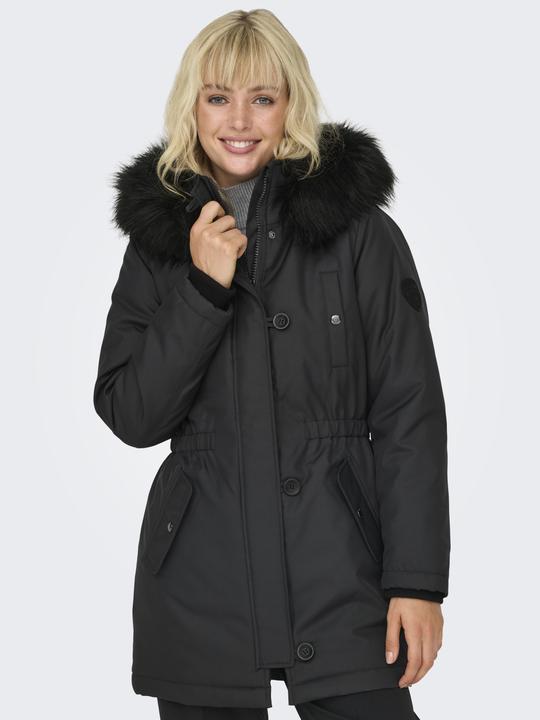 Produktbild Only Kapuze mit abnehmbarem Kunstfell-Rand Gerippte Ärmelbündchen Parka Langer Parka (M)
