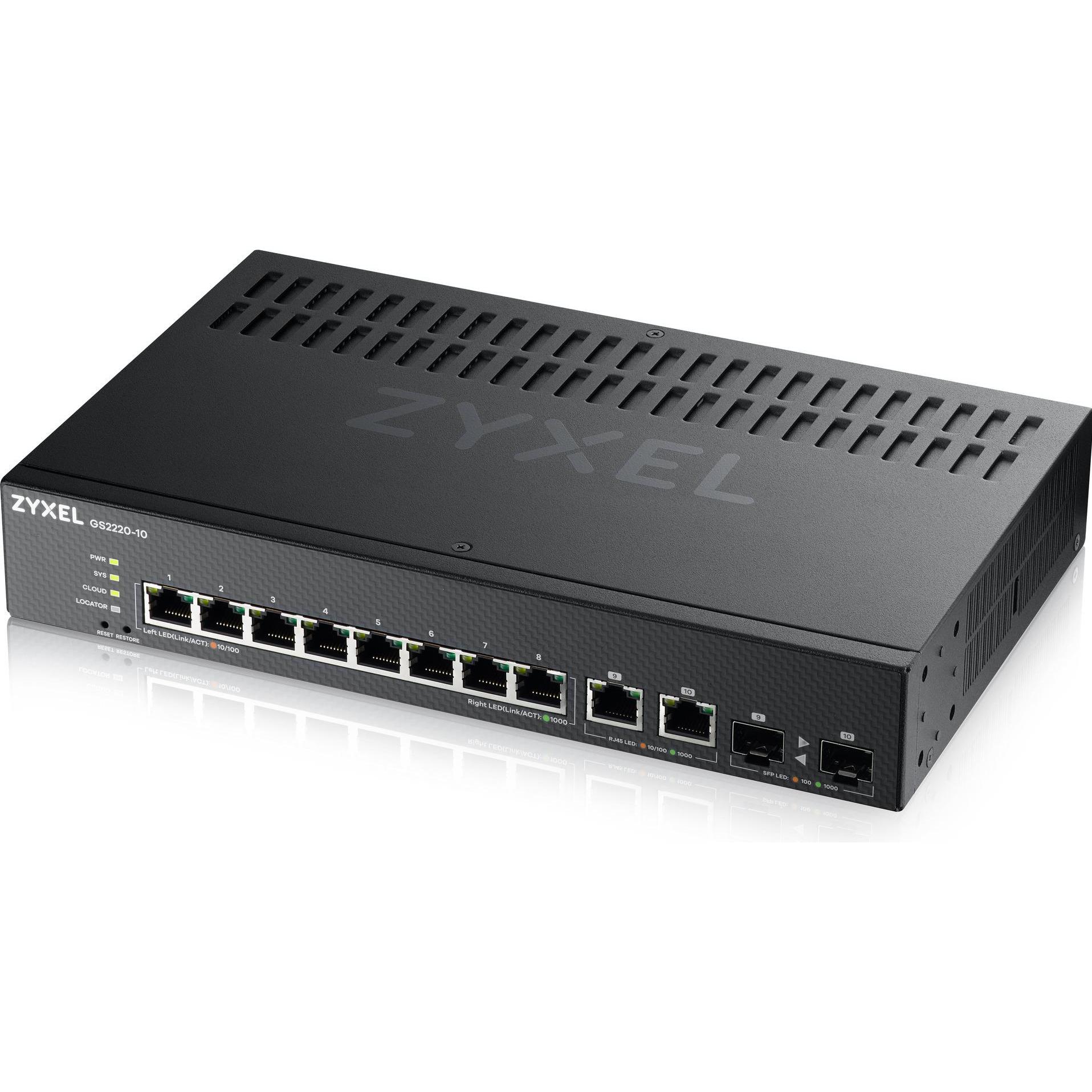 Thumbnail - Zyxel GS2220-10 (10 Ports), Netzwerk Switch, Schwarz