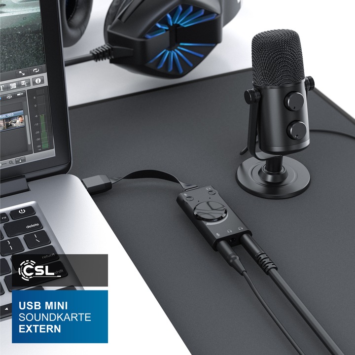 Image du produit CSL Carte son USB son surround, mini carte son externe USB avec contrôle du volume (USB 2.0)
