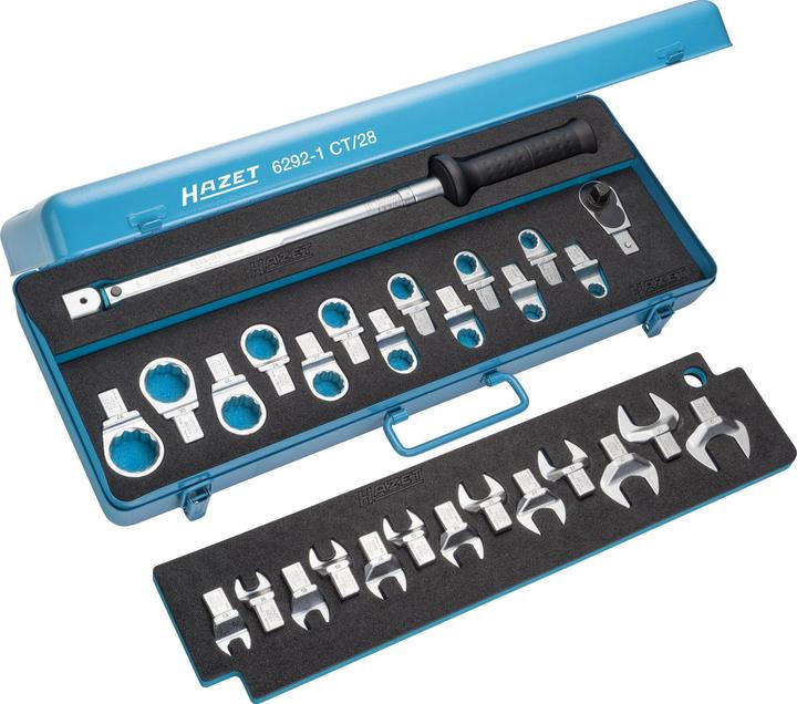 Produktbild HAZET Drehmoment-Werkzeug Satz 6292-1CT/28 ∙ Einsteck-Vierkant 14 x 18 mm ∙ 13 - 32 ∙ Anzahl Werkze… (1/2", 40 - 200 Nm)