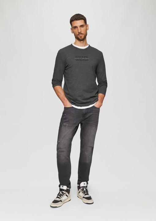 Produktbild S.Oliver T-Shirt Meliertes Longsleeve aus Jersey mit Logo-Print (XXL)