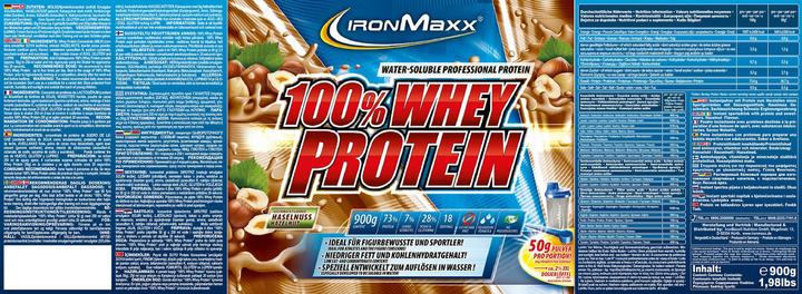 Produktbild IronMaxx 100% Whey Protein (900g Dose) (Haselnuss, 1 x, 900 g)