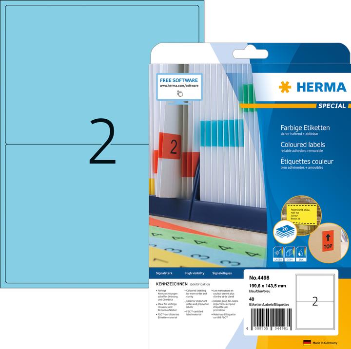 Actual product image HERMA Colour labels A4 removable