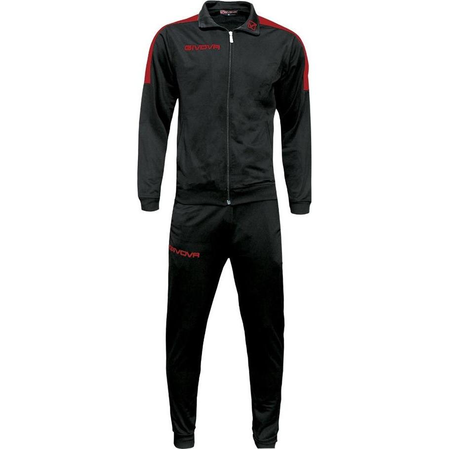 Thumbnail - Givova, Herren, Laufjacke, Tuta Revolution Trainingsanzug Schwarz-Rot TR033 1012 L (M), Schwarz, Rot, M