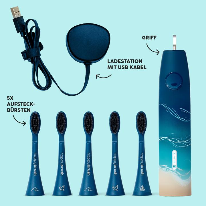 Immagine prodotto happybrush ECO VIBE 3 Starterkit Ocean + 4 Refills