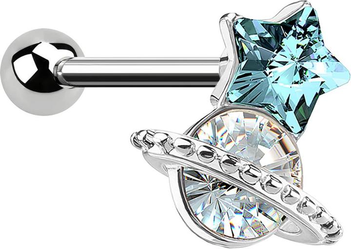 Produktbild Star Piercing Micro Barbell silber Sternkristall mit Kristall (Messing, Chirurgenstahl 316L)