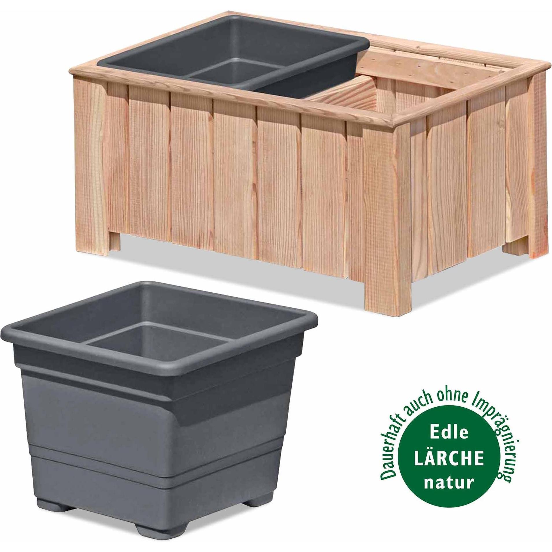 Endorphin, Blumentopf, Pflanzkasten 2er Set aus Lärchenholz (69 x 38 x 30cm) (38 cm)