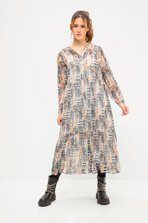Produktbild Studio Untold Maxikleid, A-Line, Batik Print, Rundhals, Knopfleiste, Volants, Langarm (42, 44)
