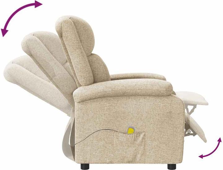 Produktbild VidaXL Massagesessel Fernsehsessel Relaxsessel Sessel Liegesessel Creme Stoff