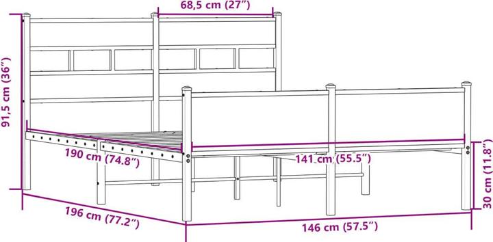 Image du produit vidaXL Bettgestell (140 x 190 cm)