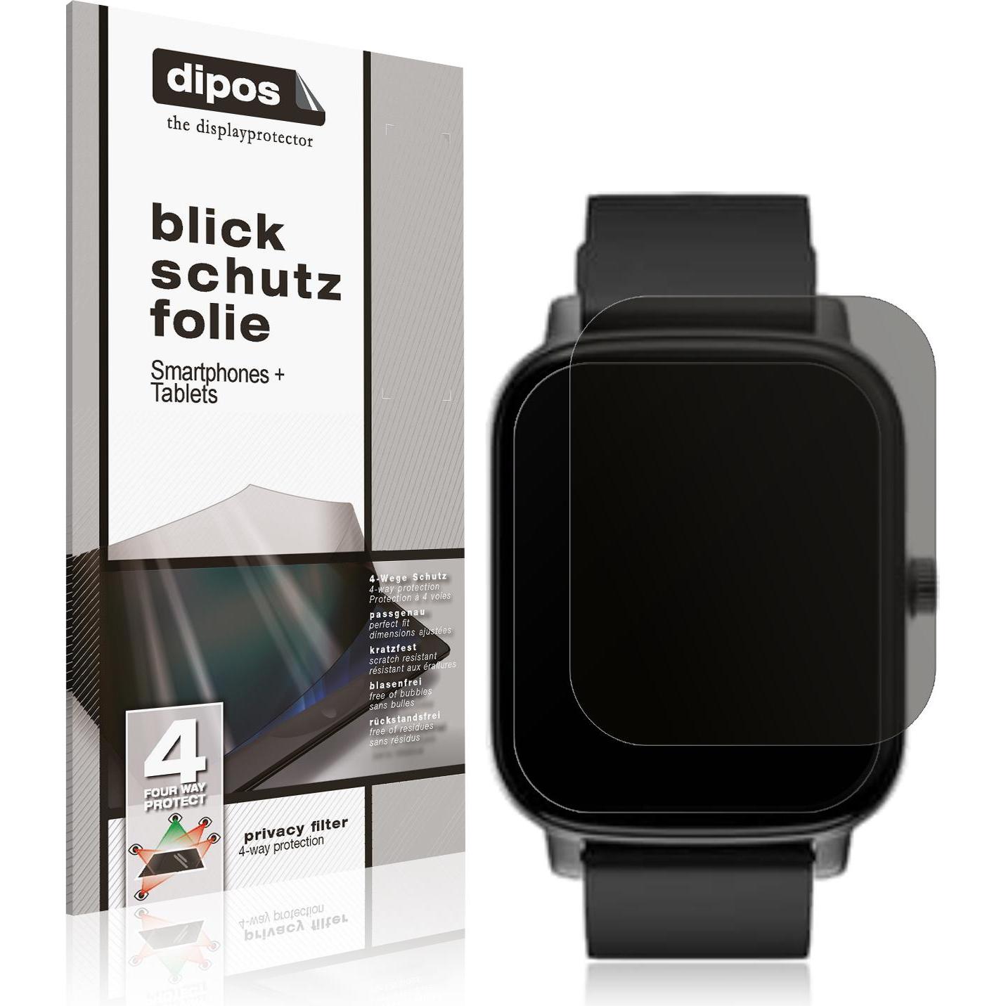 Dipos Blickschutzfolie 4-Way Privacy, Smartwatch Schutzfolie, Transparent