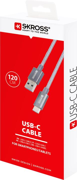 Image du produit Skross Câble USB Câble USB-C 3.0, Braiding, 1,20m space gray (1.20 m, USB 3.0, 36 W)