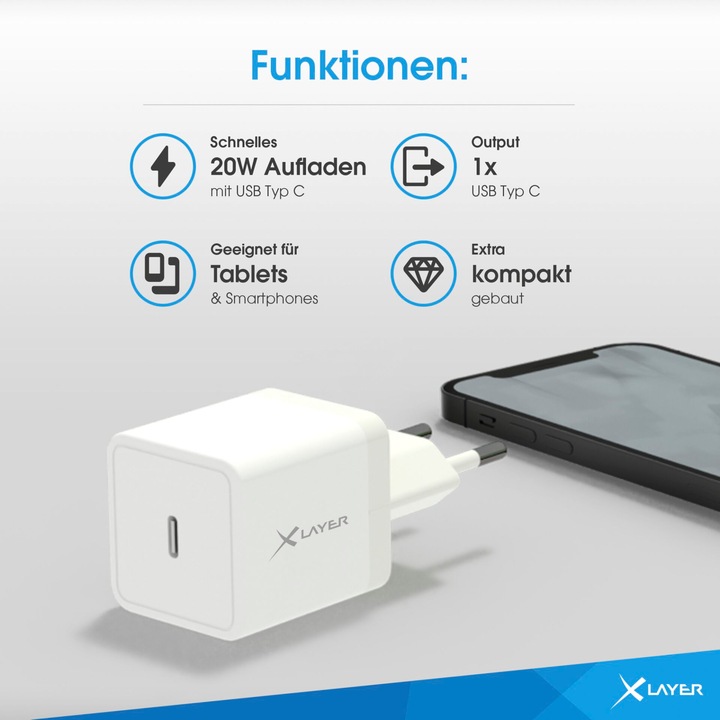 Productafbeelding Xlayer Type-C (USB-C) Enkele oplader PD 20W Wit (20 W)