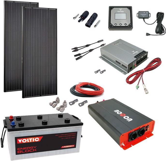 Produktbild Noqon Solaranlage Set 360W mit Batterie 260Ah(NASS) und 2000W-Wechselrichter (360 W)