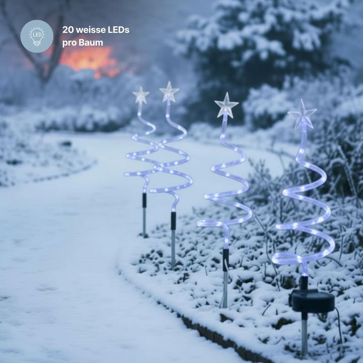 Actual product image Hermex 4er-Set LED Solar-Spiralbaum Lichterkette Weihnachtsdeko Solarleuchte (1.50 m)