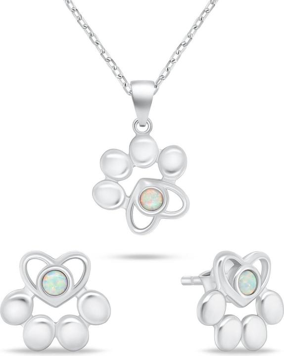 Produktbild Brilio Silver - Cute Synthetic Opal Jewelry Set SET253W (Earrings. Necklace) (Synthetische Perle)