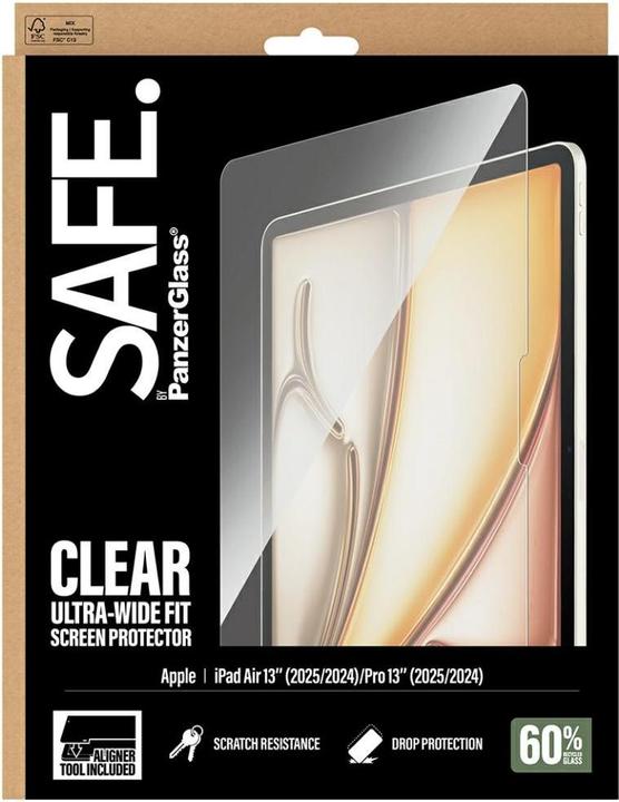 Produktbild PanzerGlass SAFE. Screen Protector iPad Air 13" (2024-2025)/ Pro 13" (2024-2025) (1 Stk., Apple iPad Air 13 2024, Apple iPad Air 13 2025, Apple iPad Pro 13 2024, Apple iPad Pro 13 2025)