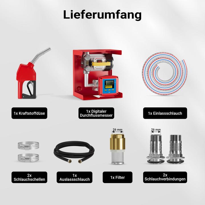 Produktbild Wiltec Heizöl- und Dieselpumpe 230V/550W 60l/min selbstansaugend Pumpe Pistole