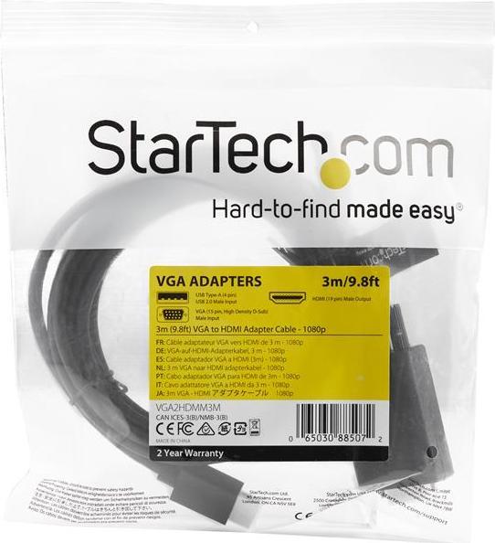 Actual product image StarTech .com 3 m (9.8 ft) VGA to HDMI Adapter Cable with USB Audio (3 m)