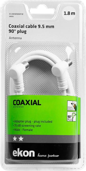 Actual product image Ekon Antenna cable with angled connectors, 75dB (Antenna cable)