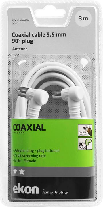 Actual product image Ekon Antenna cable with angled connectors, 75dB (Antenna cable)