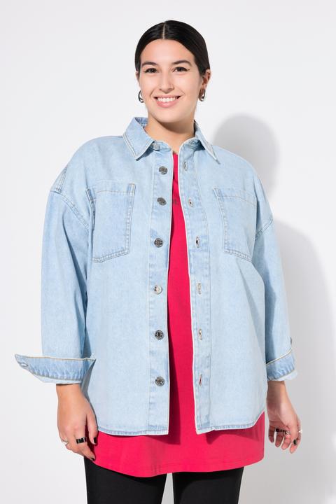 Actual product image Studio Untold Oversized Acid Wash Denim Button Down Blouse (60)