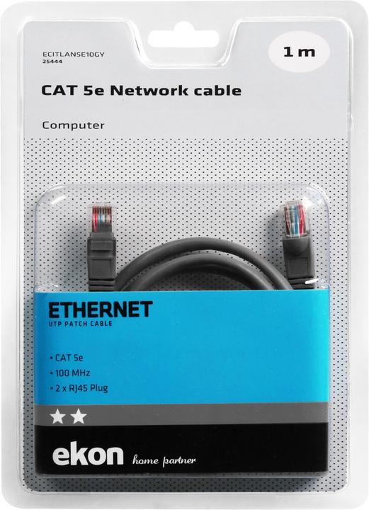 Actual product image Ekon Cat 5e network cable (U/UTP, CAT5e, 1 m)