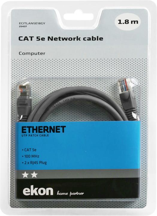 Actual product image Ekon Cat 5e network cable (U/UTP, CAT5e, 1.80 m)