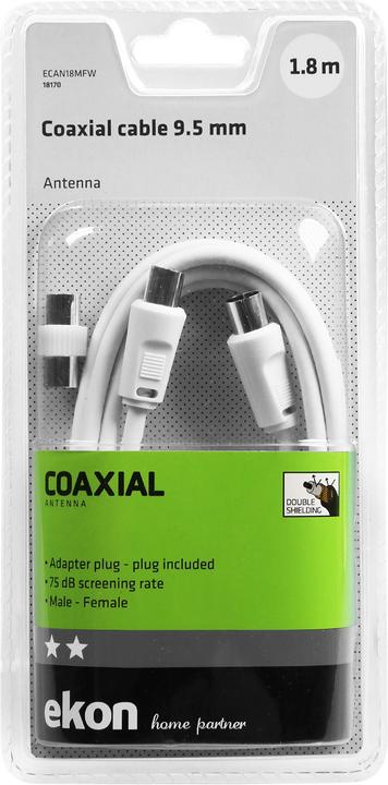 Actual product image Ekon Male / female antenna cable + adapter 75dB (Antenna cable)