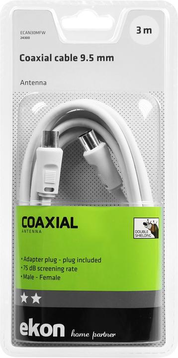 Actual product image Ekon Male / female antenna cable + adapter 75dB (Antenna cable)