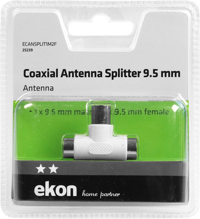 Immagine prodotto Ekon Splitter d'antenna coassiale con due uscite femmina (Cavi antenna)