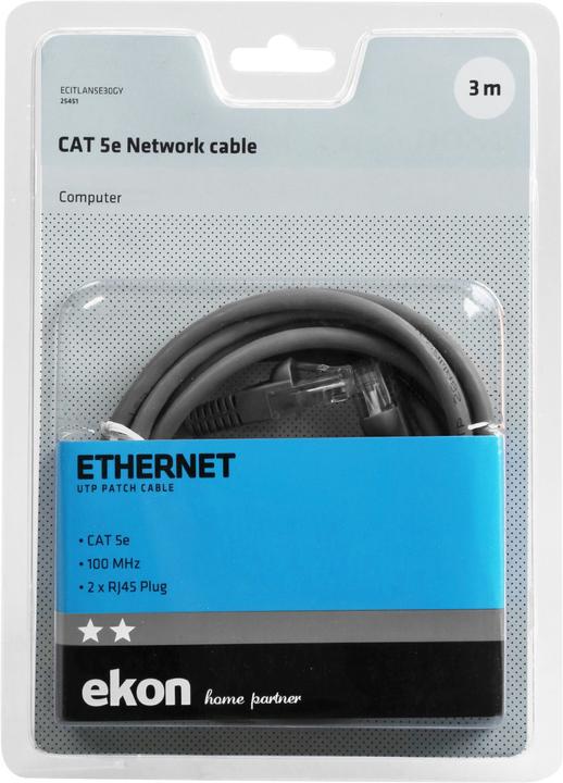 Produktbild Ekon Cat 5e network cable (U/UTP, CAT5e, 3 m)