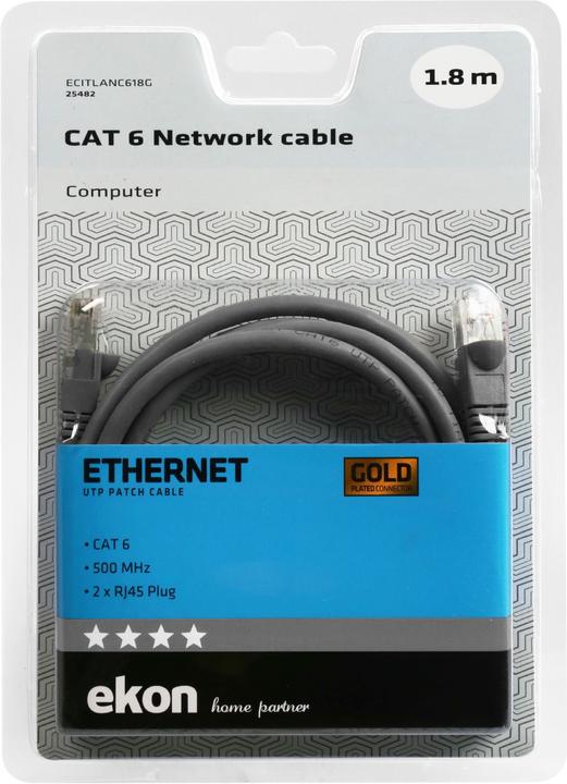 Actual product image Ekon Cat 6 network cable (U/UTP, CAT6, 1.80 m)
