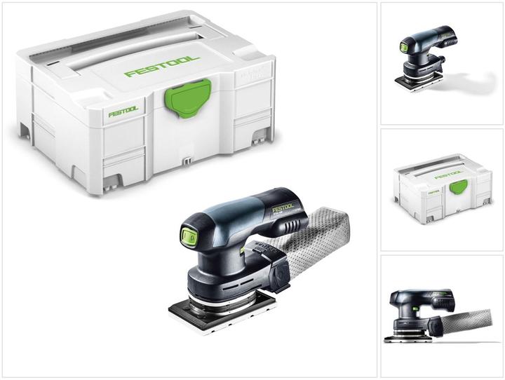 1x Festool Systainer SYS 2 T-LOC avec insert correspondant, 1x Festool PROTECTOR capot de protection, 1x sac anti-poussière Longlife, 1x Festool Granat bande abrasive P120 80x133mm, 1x patin de ponçage StickFix 80x130 mm, 1x Festool RTSC 400 Goulotte sans fil à une main