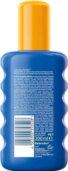 Actual product image NIVEA Schutz & Pflege (Sun spray, SPF 50+, 200 ml, 246 g)