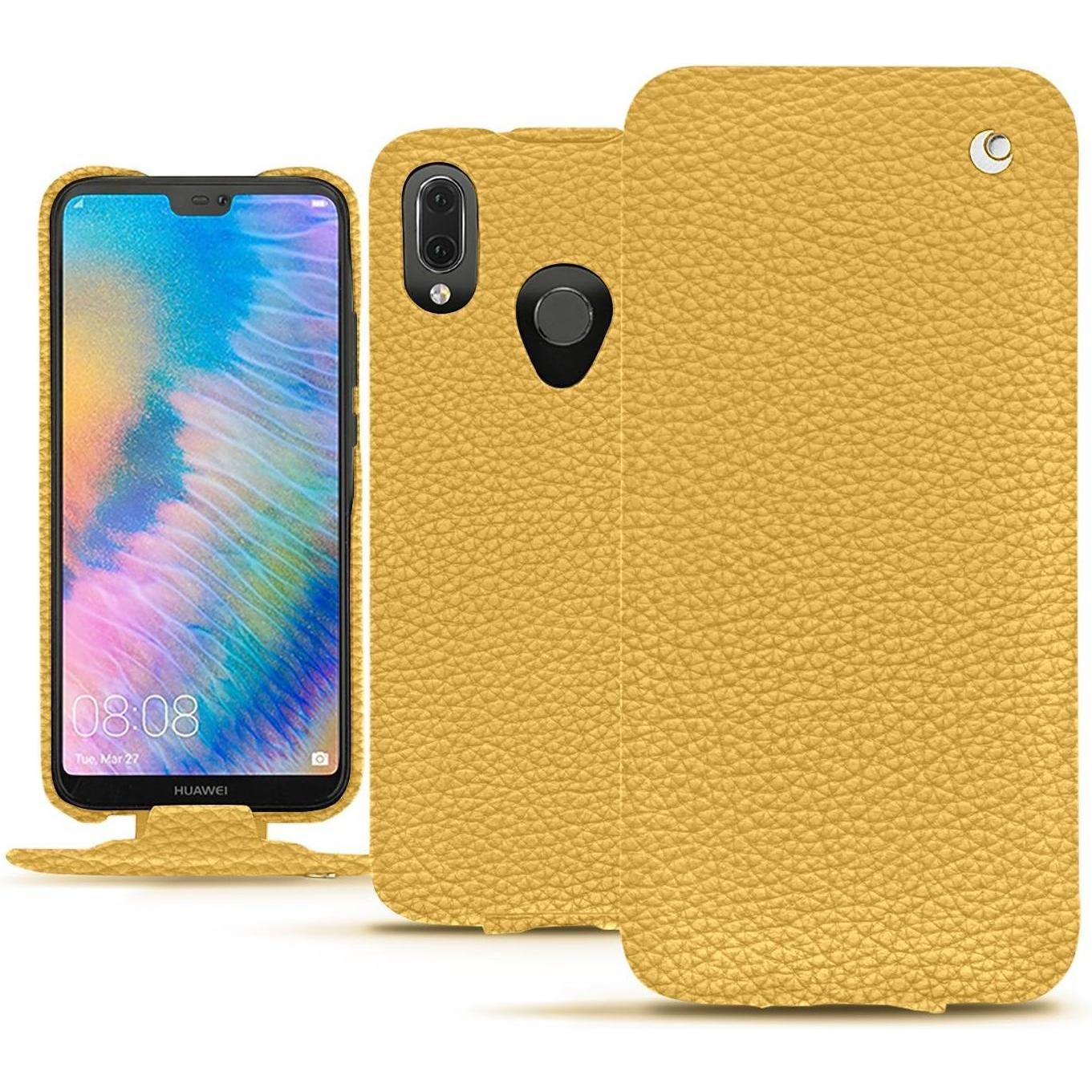 Noreve Lederschutzhülle vertikal (Huawei P20 Lite), Smartphone Hülle, Orange