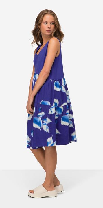 Produktbild Laurasøn Leinenmix-Kleid, V-Ausschnitt, Rock mit Print, ärmellos (M)