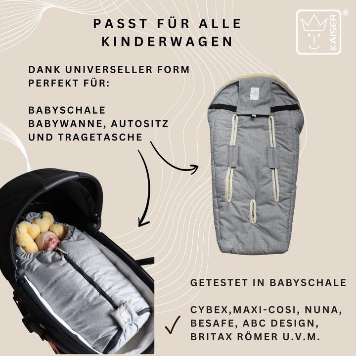 Produktbild Kaiser Baby Kaiser Babyschalen Fusssack aus Lammfell Naadja, light grey melange