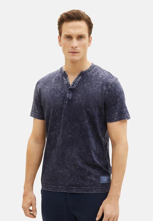 Produktbild Tom Tailor T-Shirt Kurzarmshirt mit Henley-Ausschnitt und ausgewaschener Optik (XL)