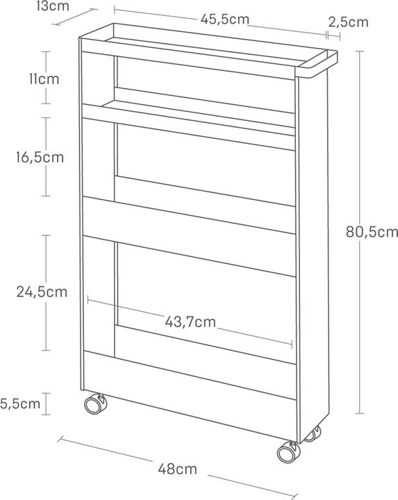 Actual product image Yamazaki Schlanker 4-stöckiger Aufbewahrungswagen TOWER