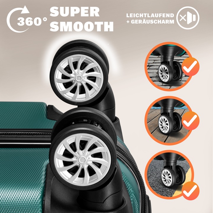 Image du produit Monzana Set de 4 valises rigides (120 l, Bagage à main (jusqu'à 50l), M (50 - 90l), L (90 - 115l), XL (à partir de 115l))